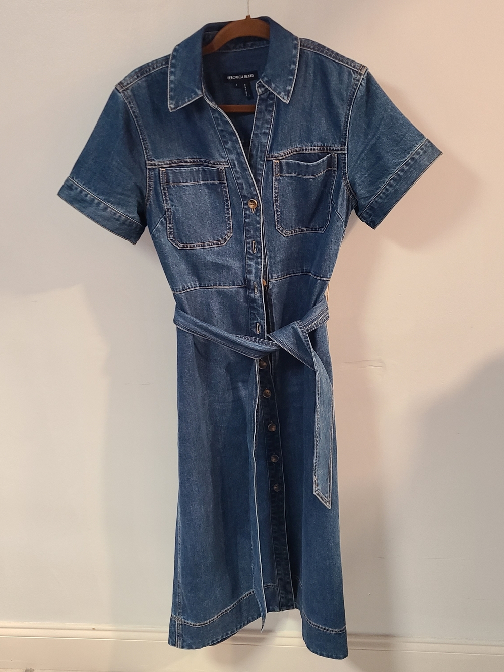 Veronica Beard Tabby Denim Midi Shirt Dress